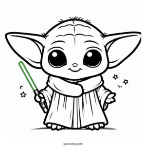 Kawaii Baby Yoda To Color
