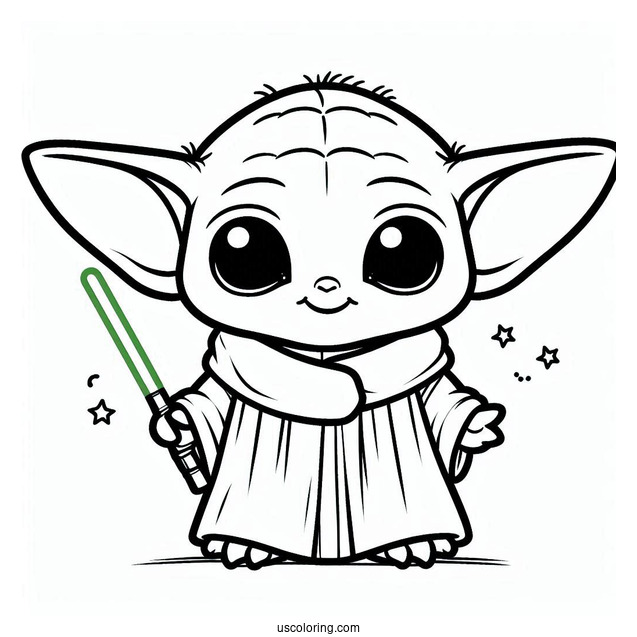 Kawaii Baby Yoda To Color