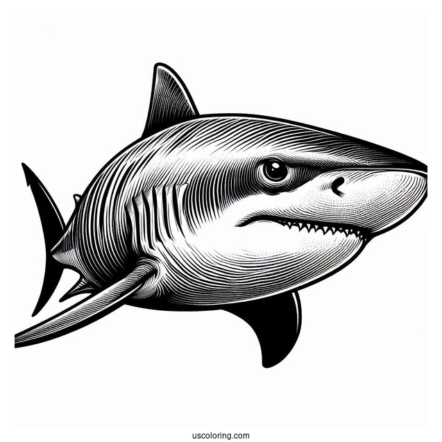 Close Up Of Bull Shark Coloring Page