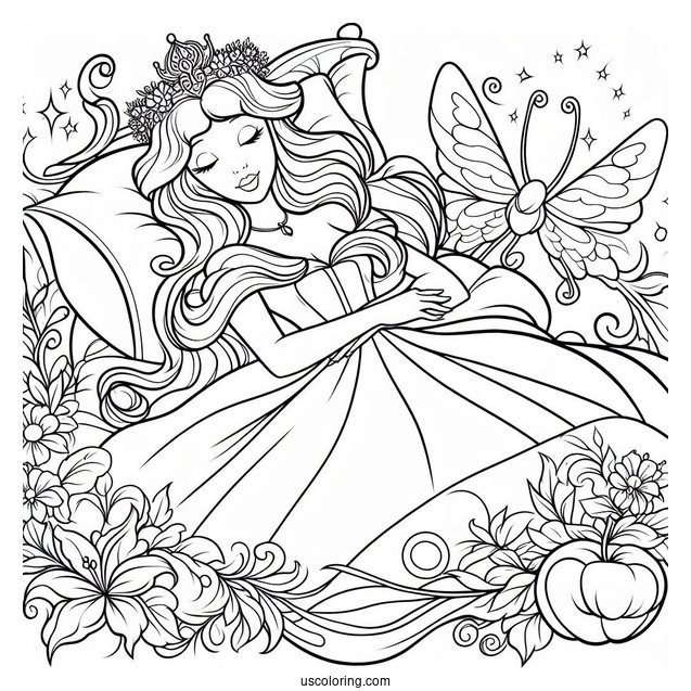 Sleeping Beauty Coloring Page Of Fairy Godmother Flora For Kids