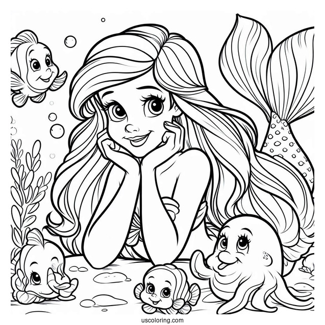 Ariel With Her Sea Creature Friends