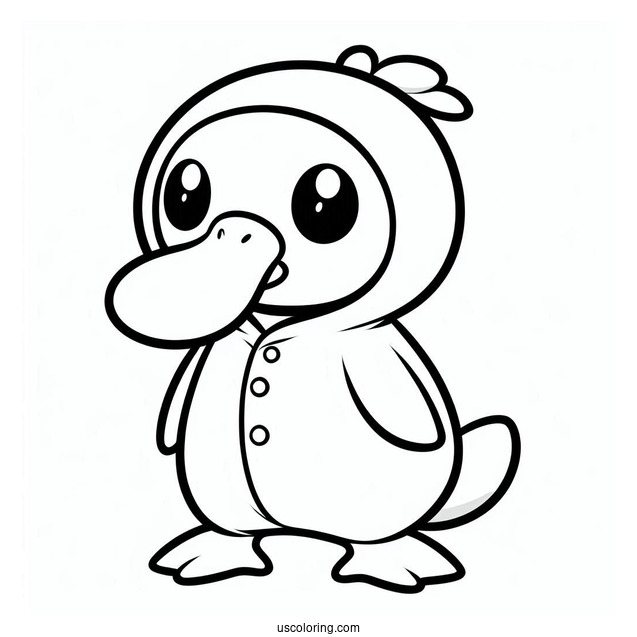 Cute Psyduck Coloring Page In A Onesie For Kids