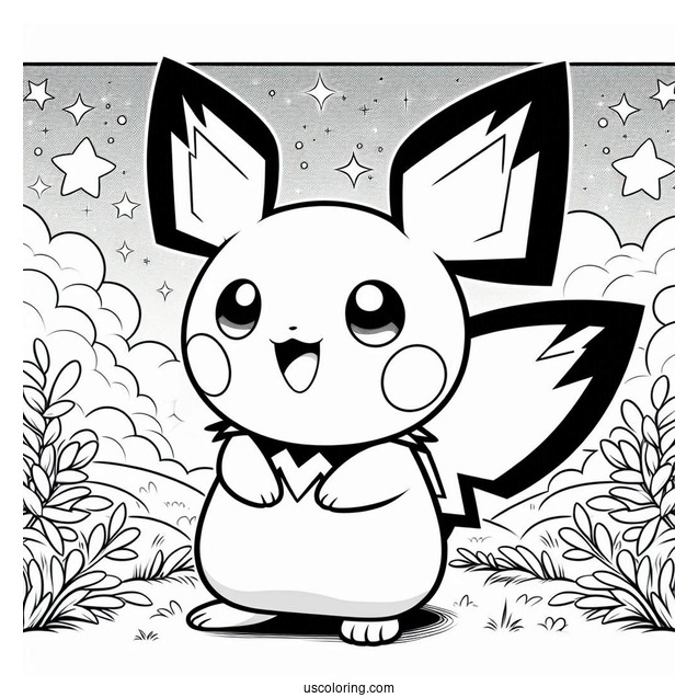 Pichu Pokemon Poster Coloring Page For Kids