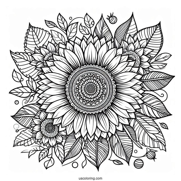 Flower Coloring Pages Ofv Detailed Sunflower Mandala