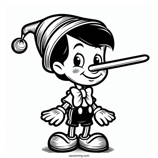 Pinocchio Coloring Page With Super Long Nose For Lying