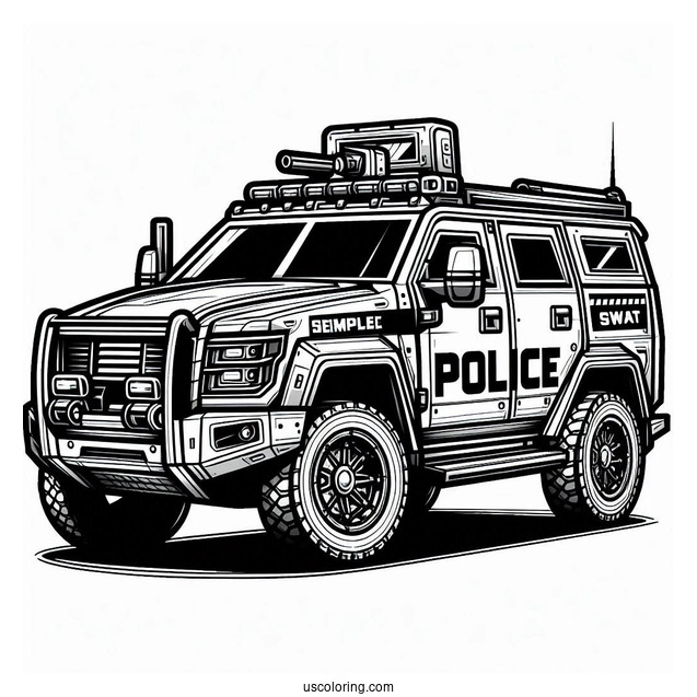 Armored Swat Police Car Coloring Page