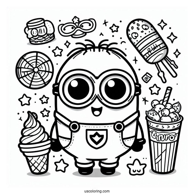 Cute Kawaii Themed Minion To Color