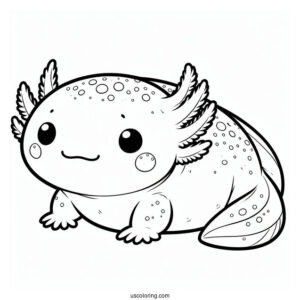 Chubby Axolotl Coloring Page Sitting
