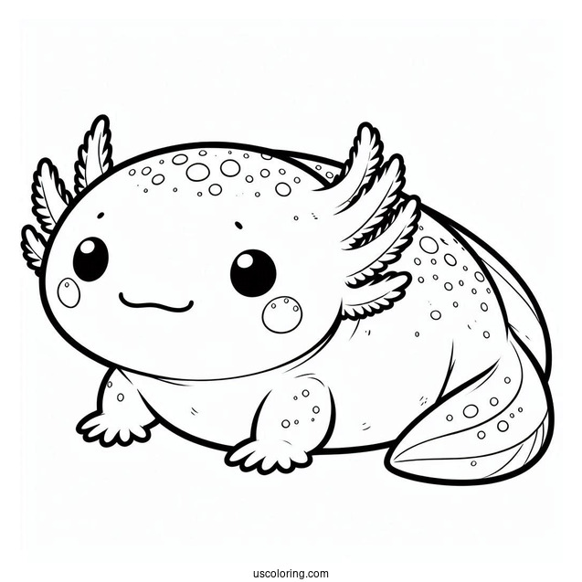 Chubby Axolotl Coloring Page Sitting