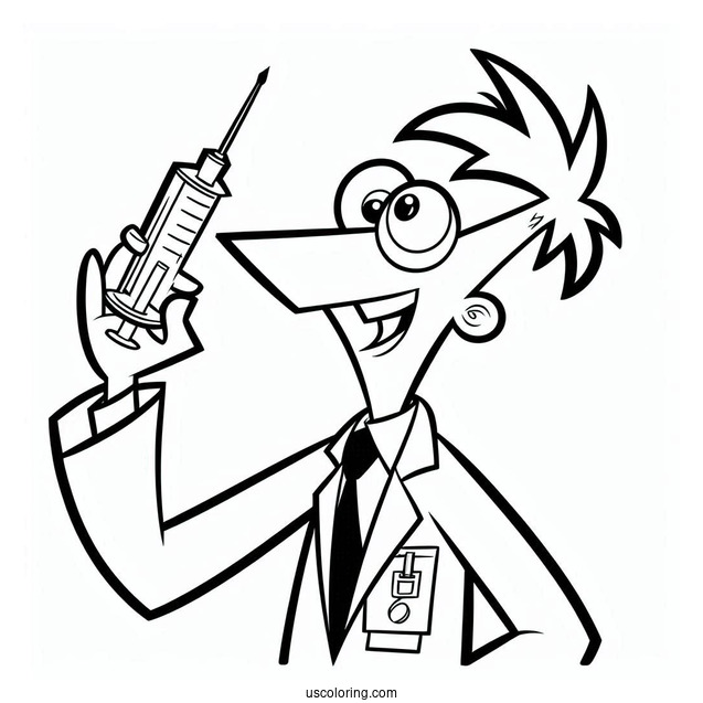 Phineas And Ferb Coloring Page Of Dr. Heinz Doofenshmirtz
