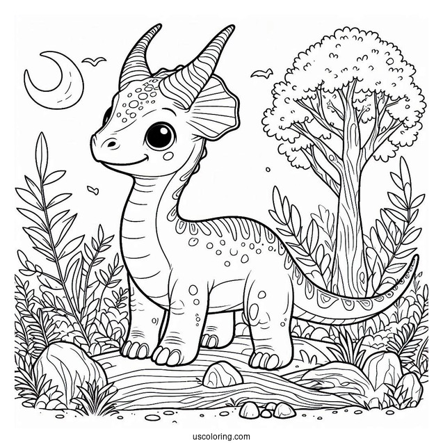 Cute Parasaurolophus Coloring Page For Kids