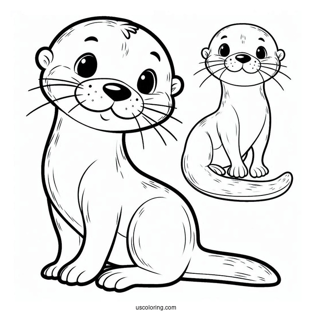 Simple Otter Coloring Page Standing For Kids