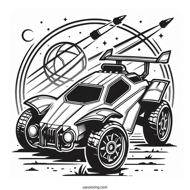 Rocket League Coloring Page Poster For Kids