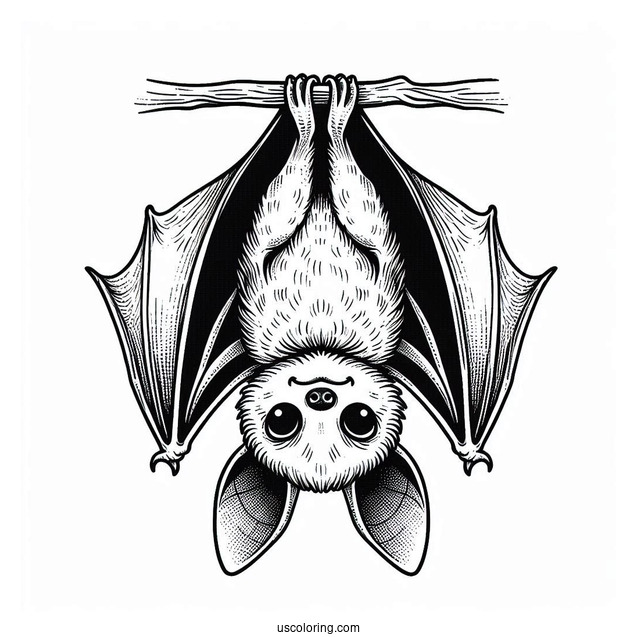 Upside Down Bat Coloring Page