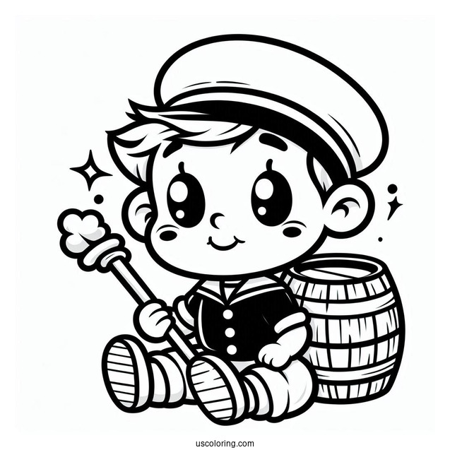 Cute Chibi Popeye Coloring Page For Preschoolers