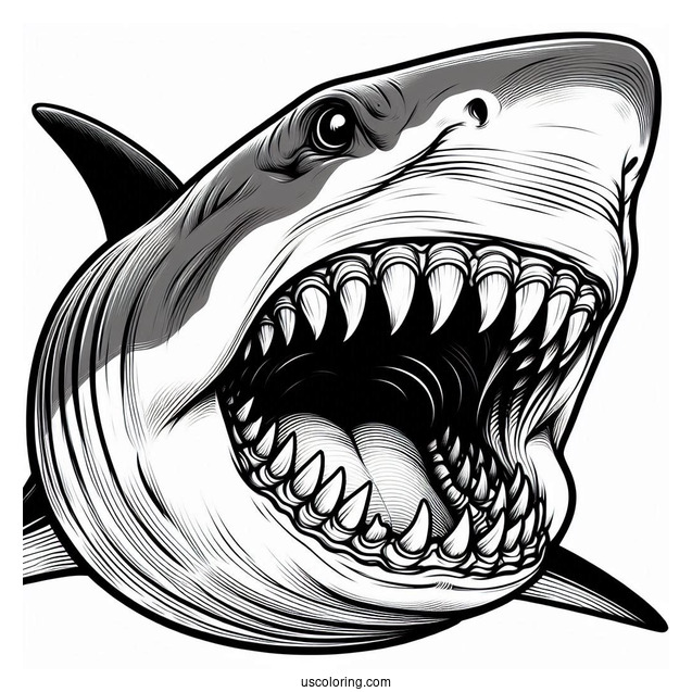Shark Coloring Page Of Chilling Megalodon Showing Teeth