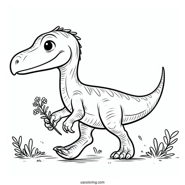 Troodan Dinosaur Strolling Coloring Sheet