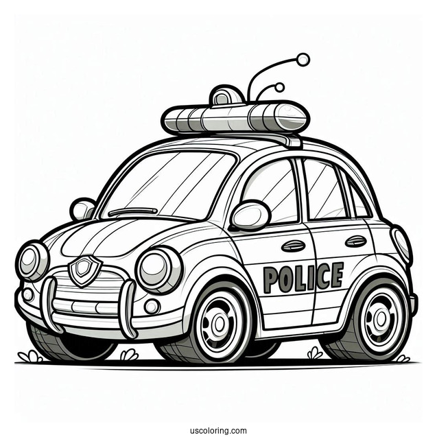 Cartoon Style Police Car To Color For Kids
