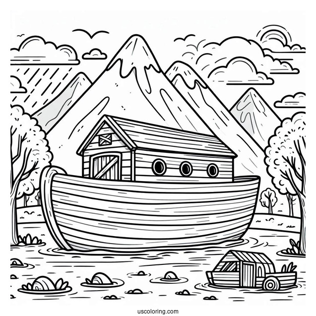 Cartoon Noah's Ark Coloring Page