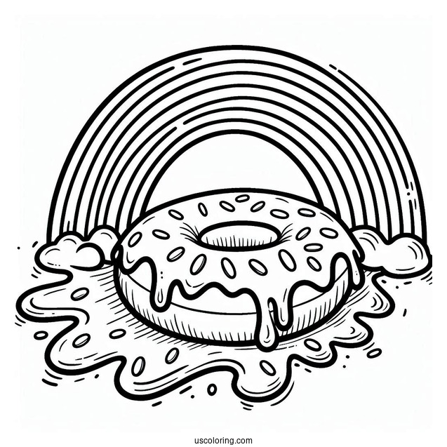 Fun Donut Coloring Page Sliding Down The Rainbow