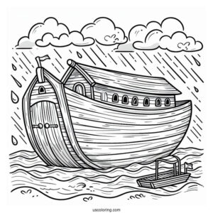 Cartoon Noah's Ark Coloring Page