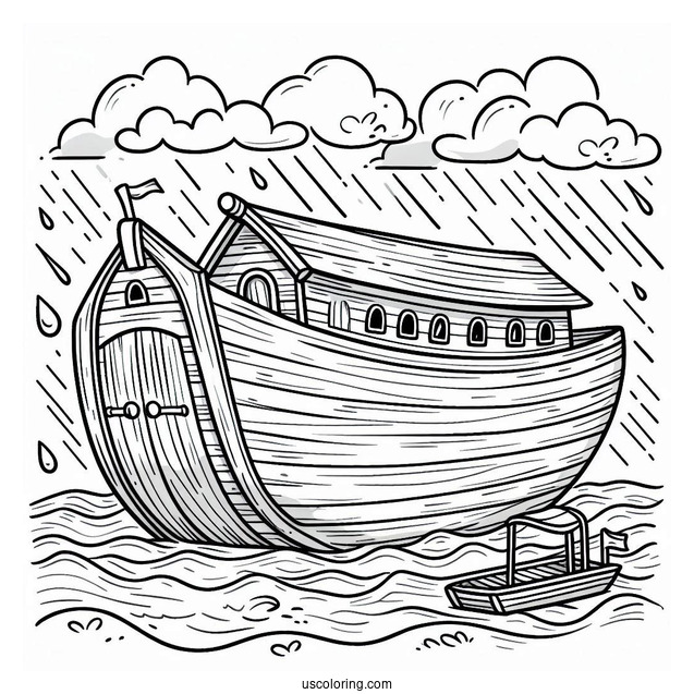 Cartoon Noah's Ark Coloring Page