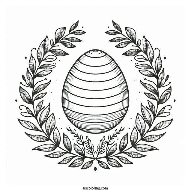 Ethereal Easter Coloring Page Of Egg With Laurel Wreath