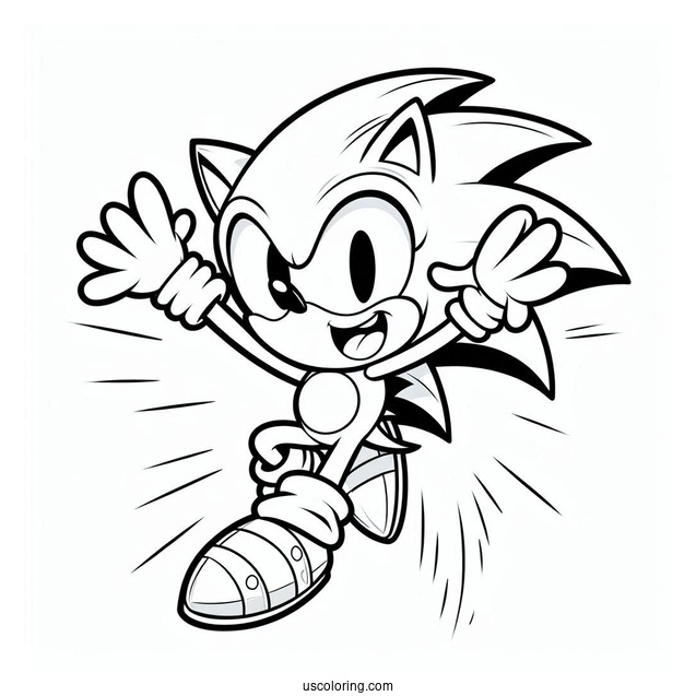 Super Sonic Coloring Page Leaping And Laughing