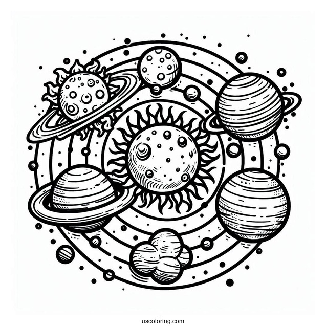 Cartoon Coloring Page Of The Solar System