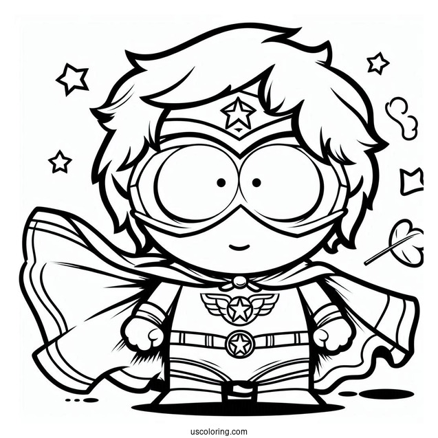 South Park Coloring Page Of Cute Wonder Tweek In Superhero Costume