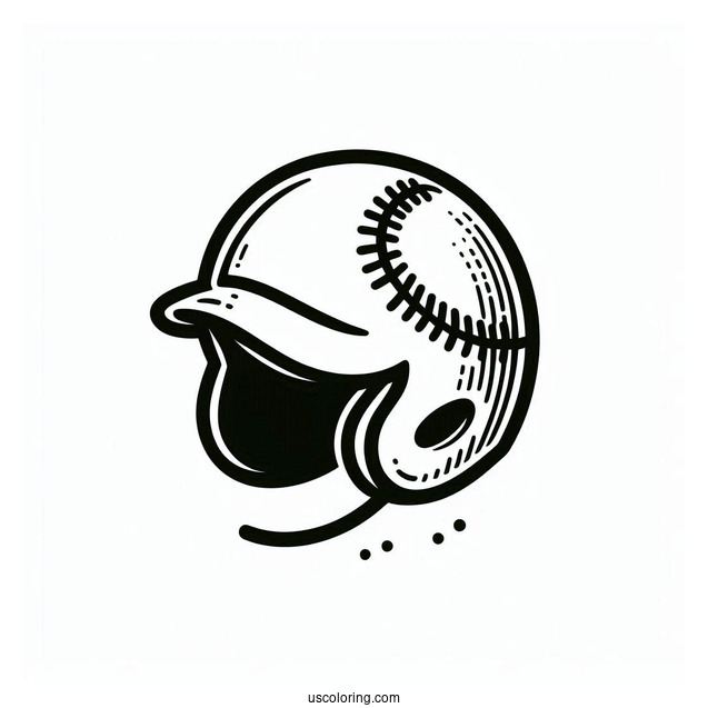 Simple Outline Of a Baseball Helmet
