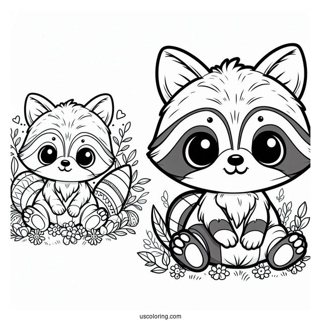 Cute Baby Raccoon Coloring Page For Preschoolers