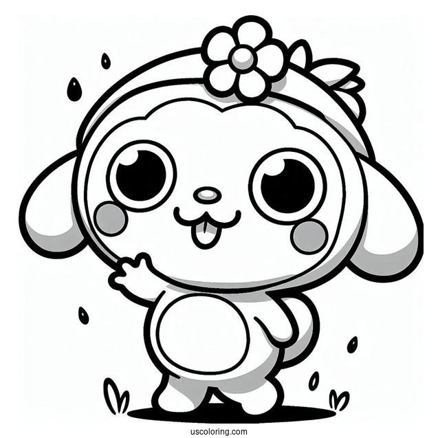 Pororo Coloring Page Of Simple Crong Waving For Preschoolers