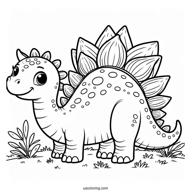 Cartoon Stegosaurus Coloring Page