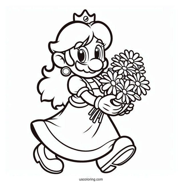 Luigi Carrying Princess Daisy Coloring Page