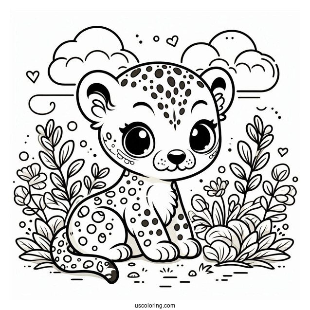 Cute Baby Cheetah Coloring Page For Kids