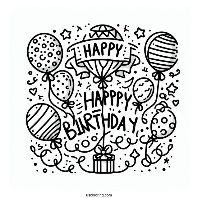 Happy Birthday To You Balloons To Color
