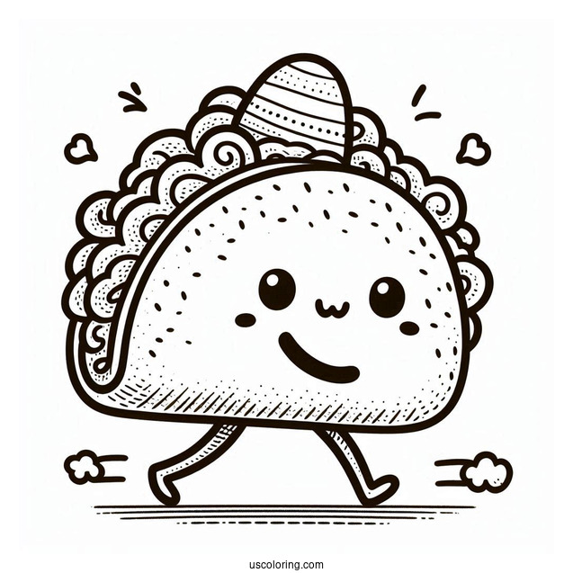 Piñata Walking With A Taco Coloring Page