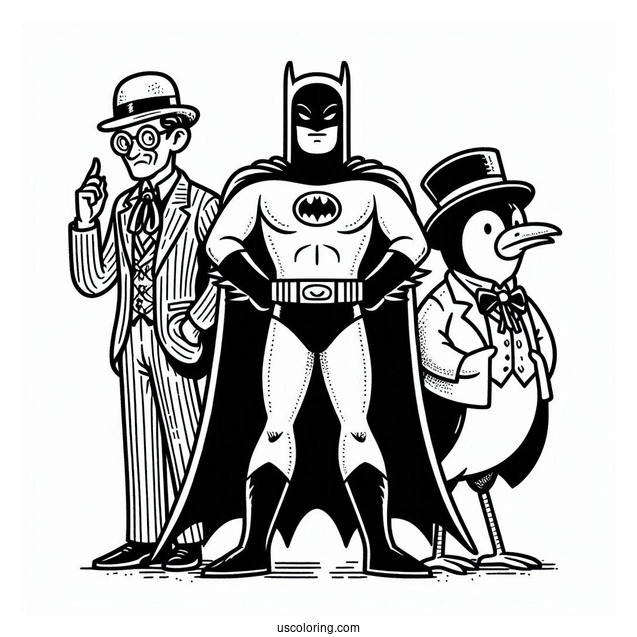 The Batman With Riddler, Penguin, And Catowman
