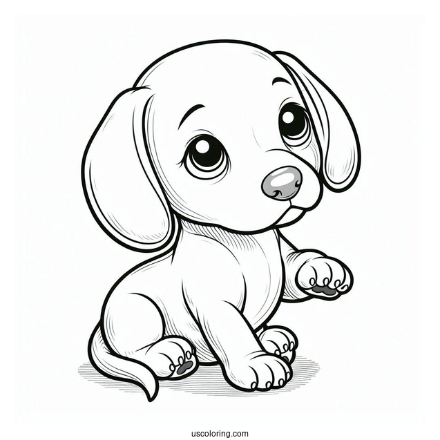 Cute Puppy Dachshund Coloring Page