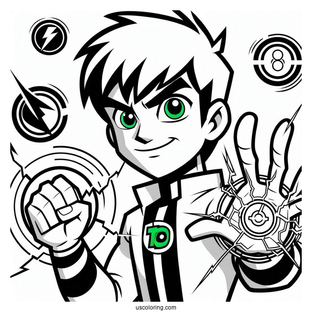 Ben 10 Coloring Page Of Upgrade Using Powers