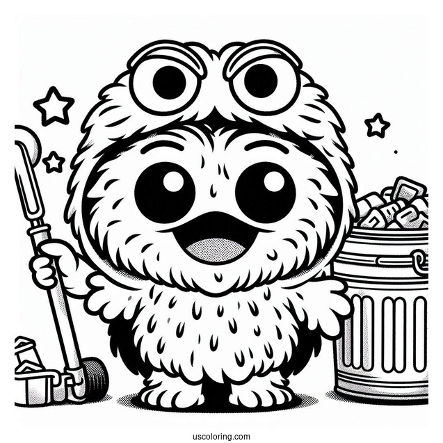 Kawaii Oscar The Grouch Coloring Sheet