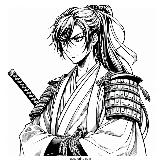 Manga Coloring Page Of The Elusive Samurai
