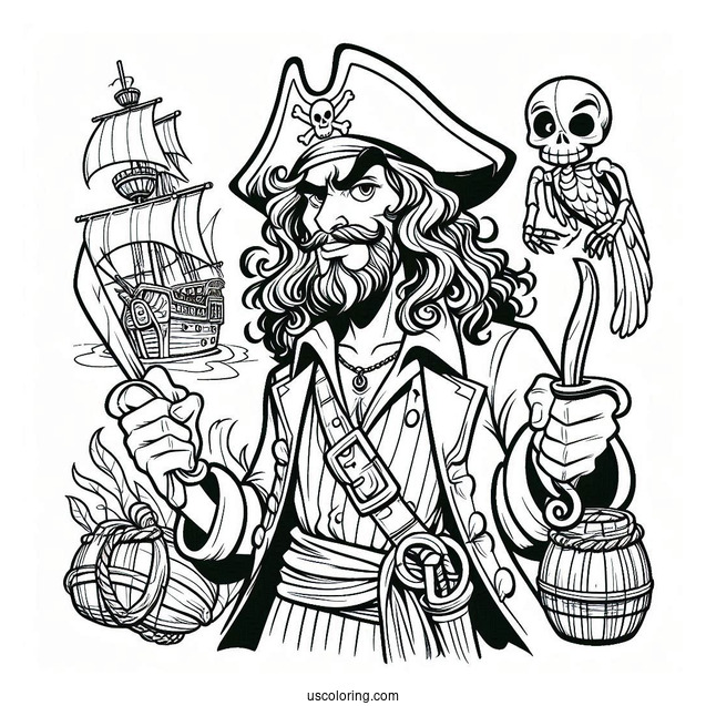 Davy Jones Pirate Coloring Page