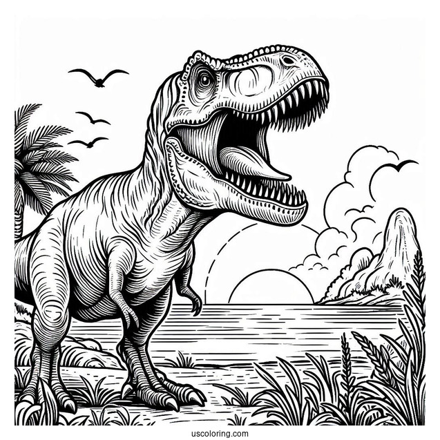 Scary Spinosaurus Coloring Page Roaring
