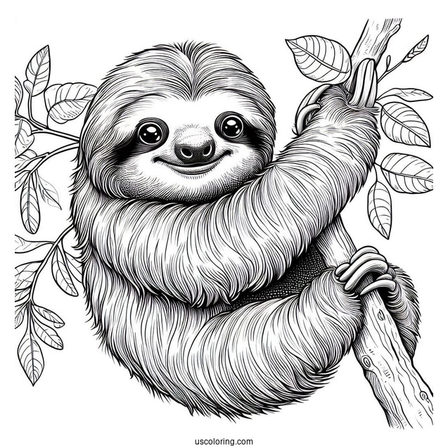 Adult Sloth Reaching Out For Food To Color