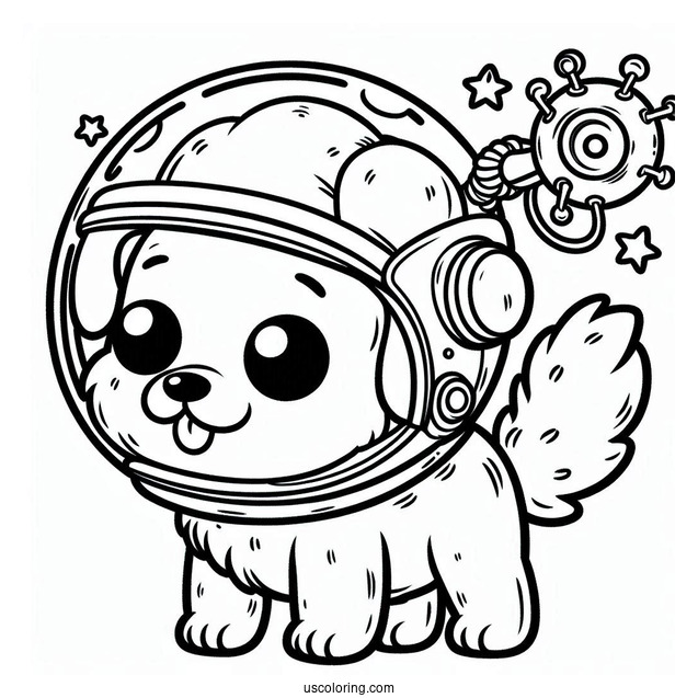 Rick and Morty Coloring Page Of Cute Snuffles the Dog in Space Helmet For Kids