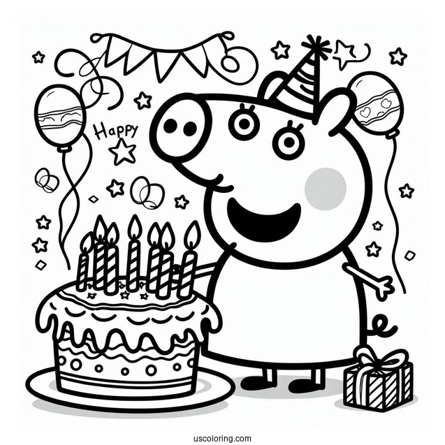 Happy Birthday Peppa Pig Coloring Sheet