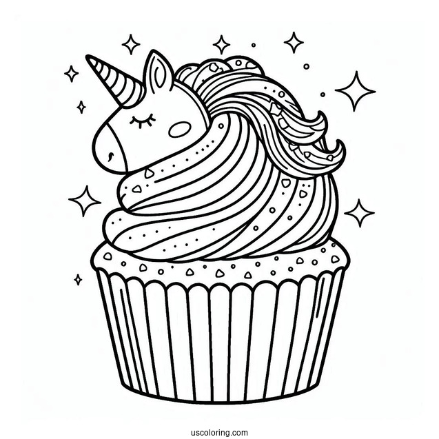Unicorn Themed Cupcake