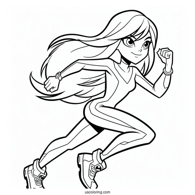 Ben 10 Coloring Page Of Young Gwen Tennyson Running For Kids